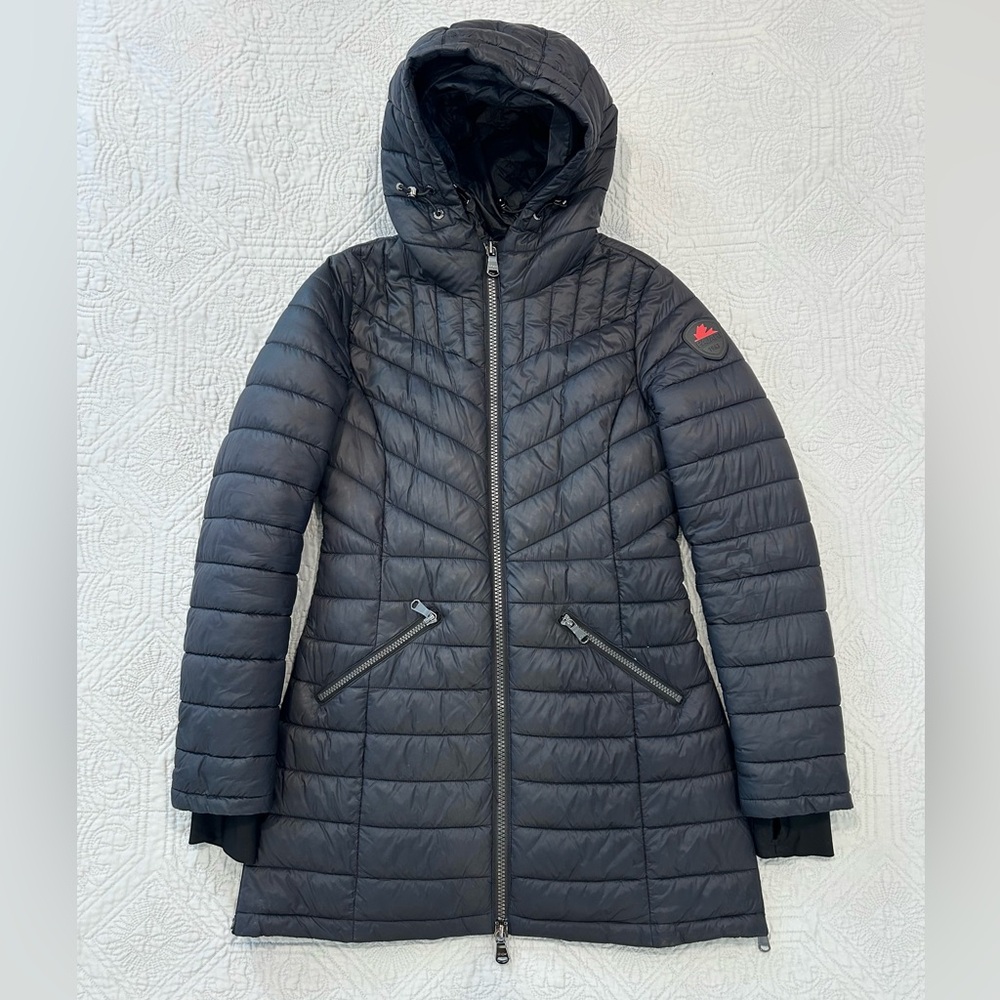 Pajar Women’s Mid Length Quilted Hooded Puffer Jacket Black Size XS Thinsulate
